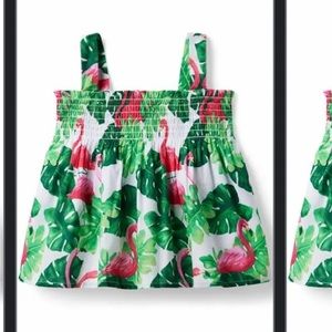 Janie and Jack white tropical flamingo top